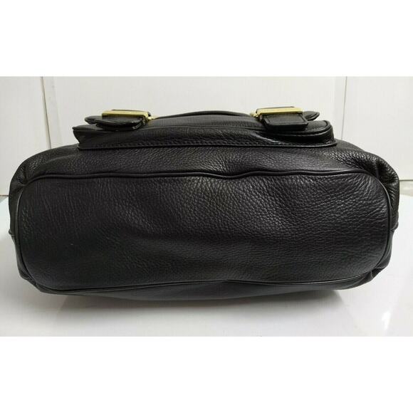 Michael Kors Black Leather Zipper Front Pockets Drawstring Closure Shoulder Bag - Picture 5 of 12